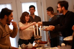 sharing Mufleta at Jennifer's Mimouna