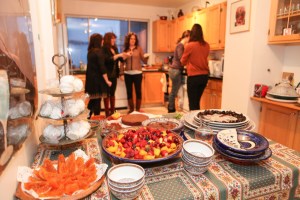 sweet table at Cohen-Fourniers - with helpers in thebackground